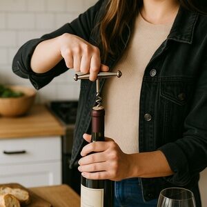 NAUTICA Silver plate corkscrew old fashioned​ wine